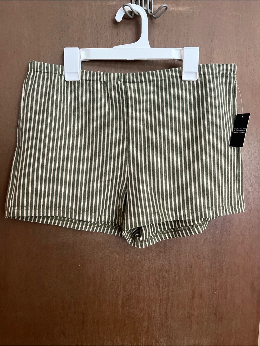 Lioness Striped Olive and Cream Women’s Casual Shorts